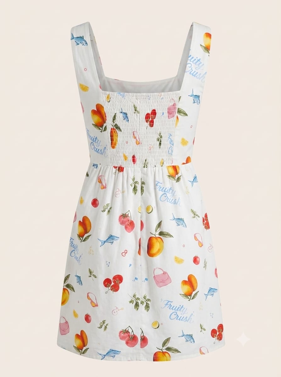 Mini Vestido Estampado Afrutado