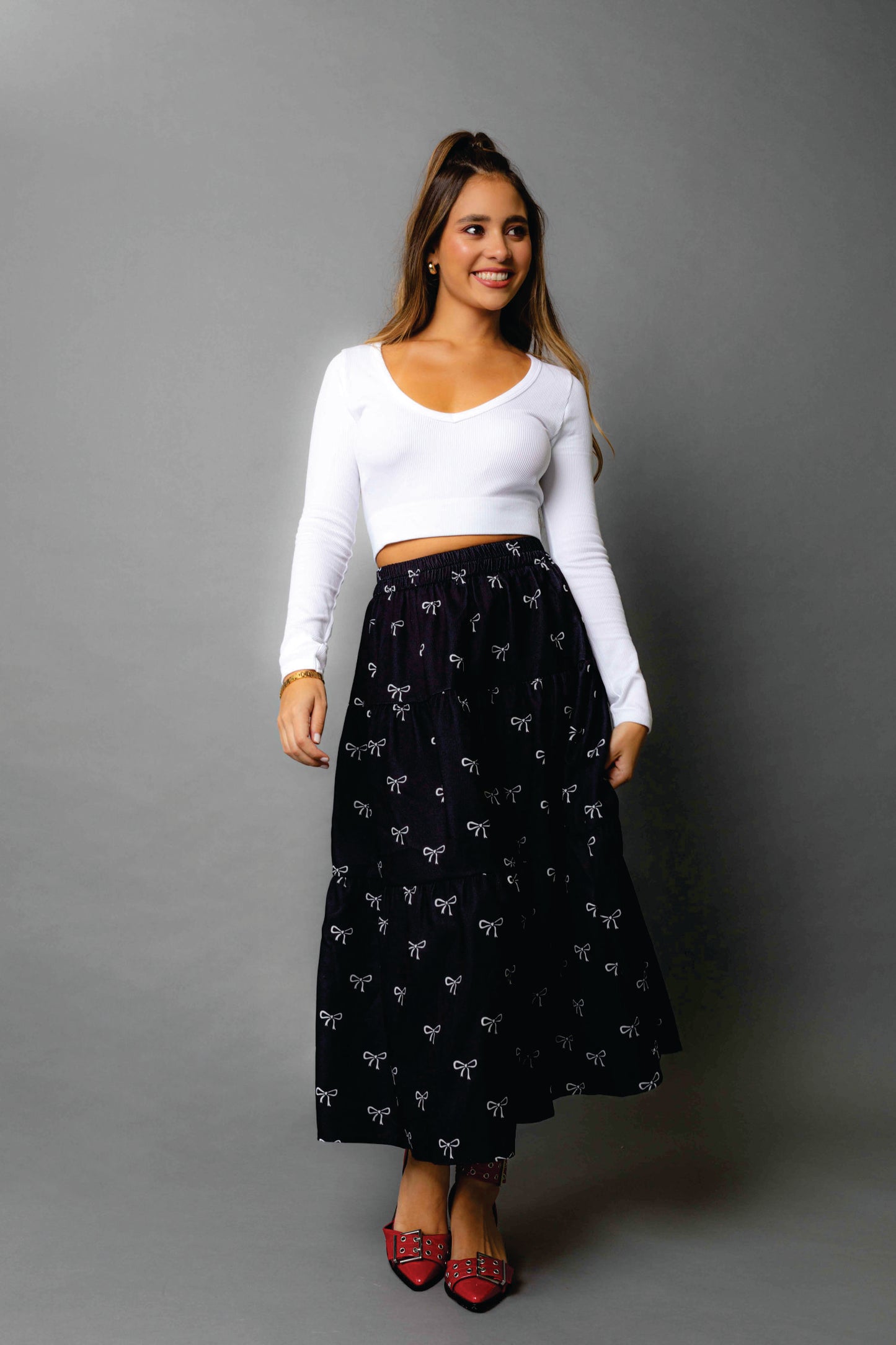 Falda Negra con Lazos