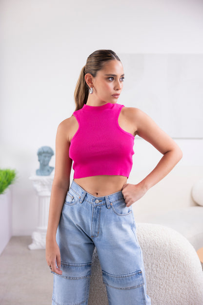 Crop Top Tank Fucsia