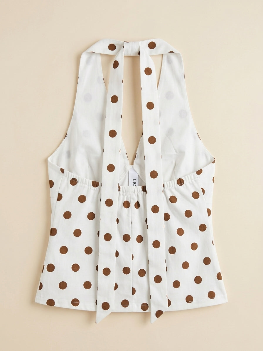 Top blanco con puntos marrones