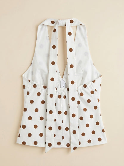 Top blanco con puntos marrones