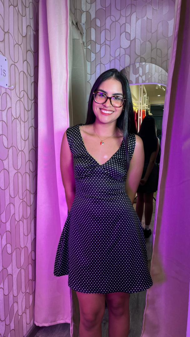 Vestido Negro con puntos Blancos