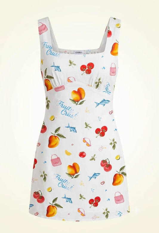 Mini Vestido Estampado Afrutado