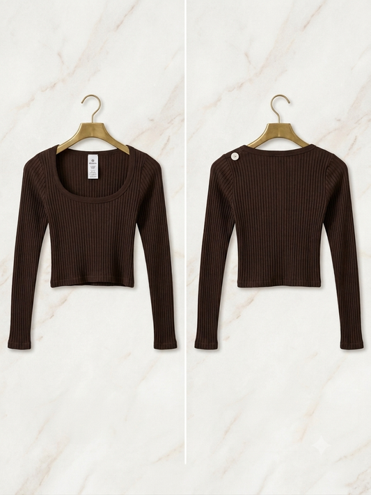 Sweater básico tipo top Marrón